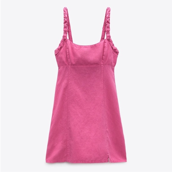 ZARA Pink Linen Blend Mini Dress-NWT - Picture 2 of 7